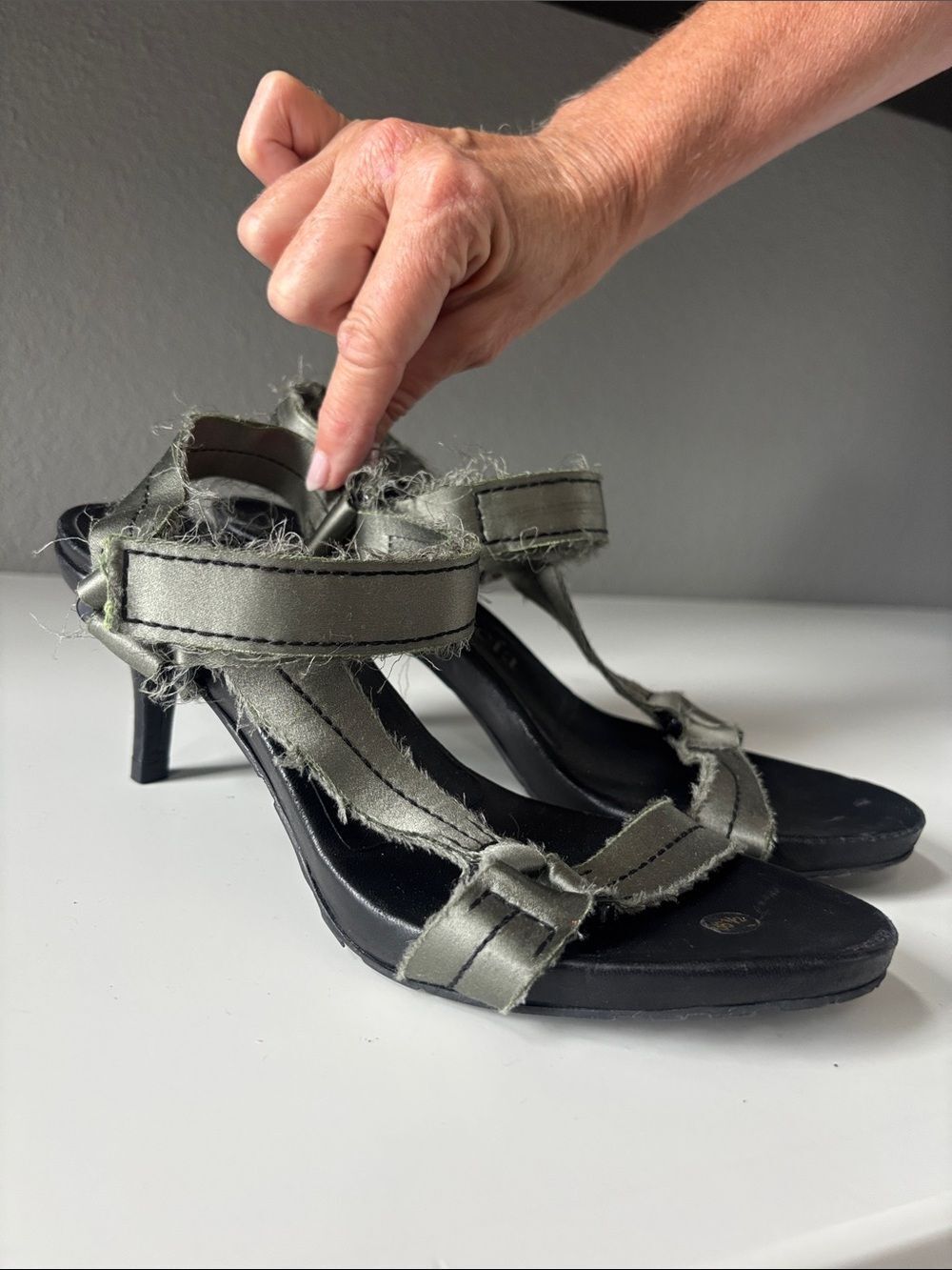 Pedro Garcia Metallic Silver Strappy Sandals